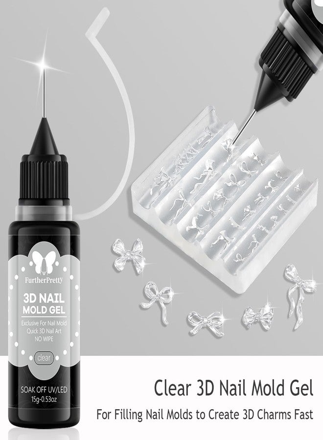 Furtherpretty 3D Nail Mold Gel, 15g Soft Molding Nail Gel for Sculpting Carving Silicone Mold Designs, Precision Needle Tip Bottle for DIY Nail Art Charms, Manicure Supplies for Beginners (Clear) - Image 2